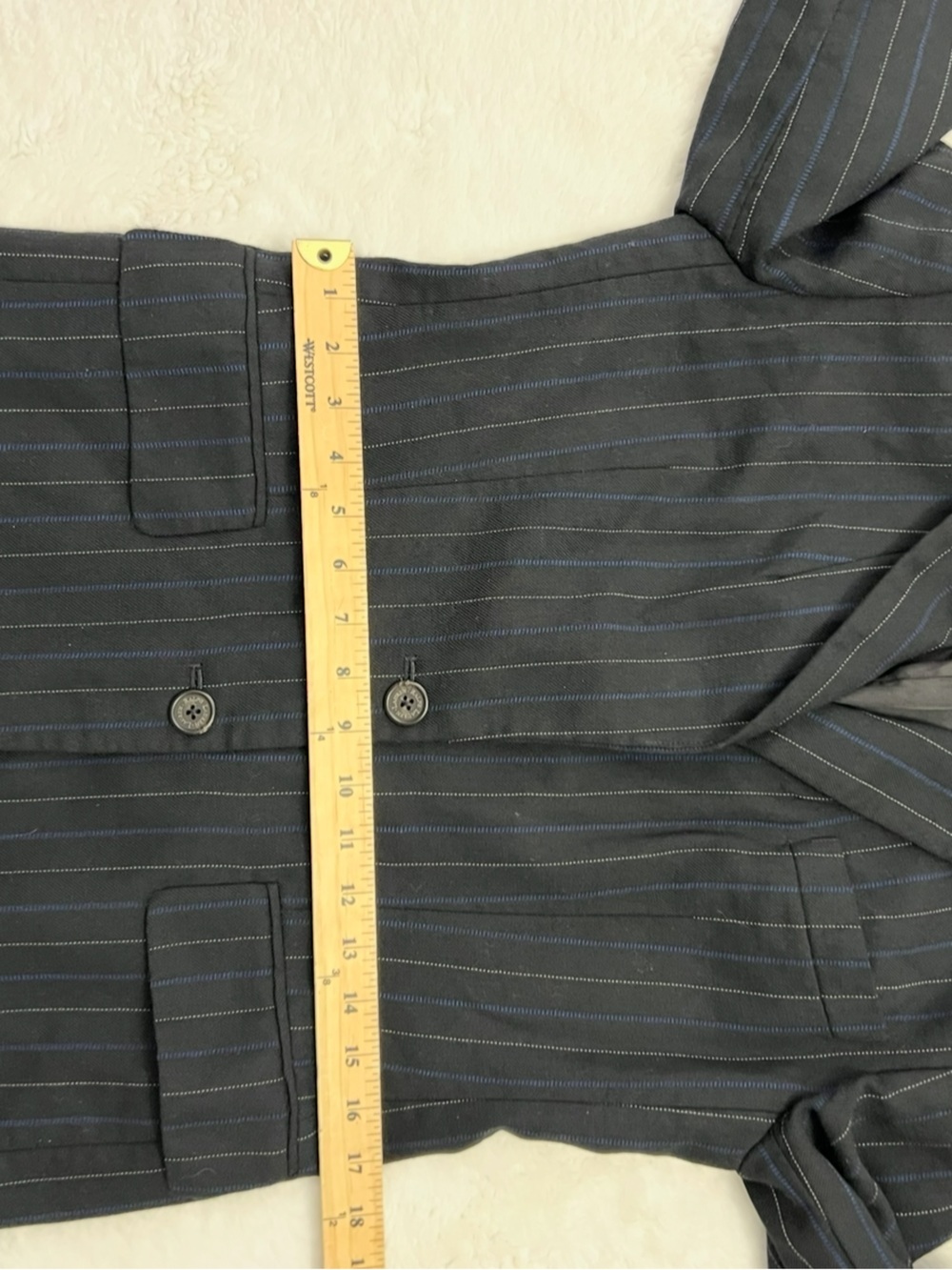 Vintage 90s Ralph Lauren Pinstripe Wool Blazer 4 Preppy Old Money Equestrian - Picture 7 of 15